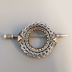 John Hardy SS/18k Wheat Circle Brooch/Pin